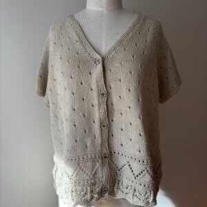2/$40  Vintage Soft Cotton Crochet Cardigan | Vintage Cropped Knit